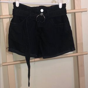 Black High Waisted Shorts with Belt